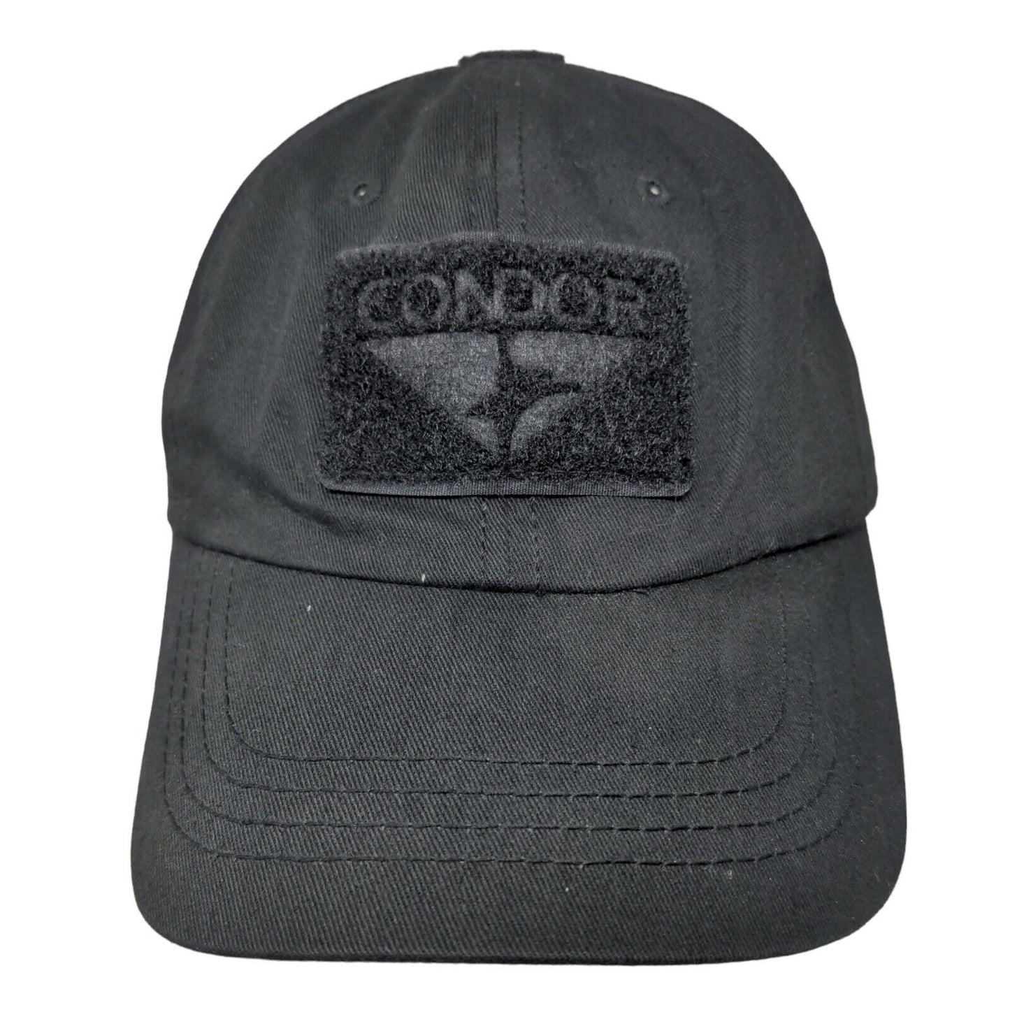 Condor Slideback Hat Black One Size Adjustable Patch Logo 6 Panel Cotton