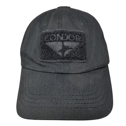 Condor Slideback Hat Black One Size Adjustable Patch Logo 6 Panel Cotton