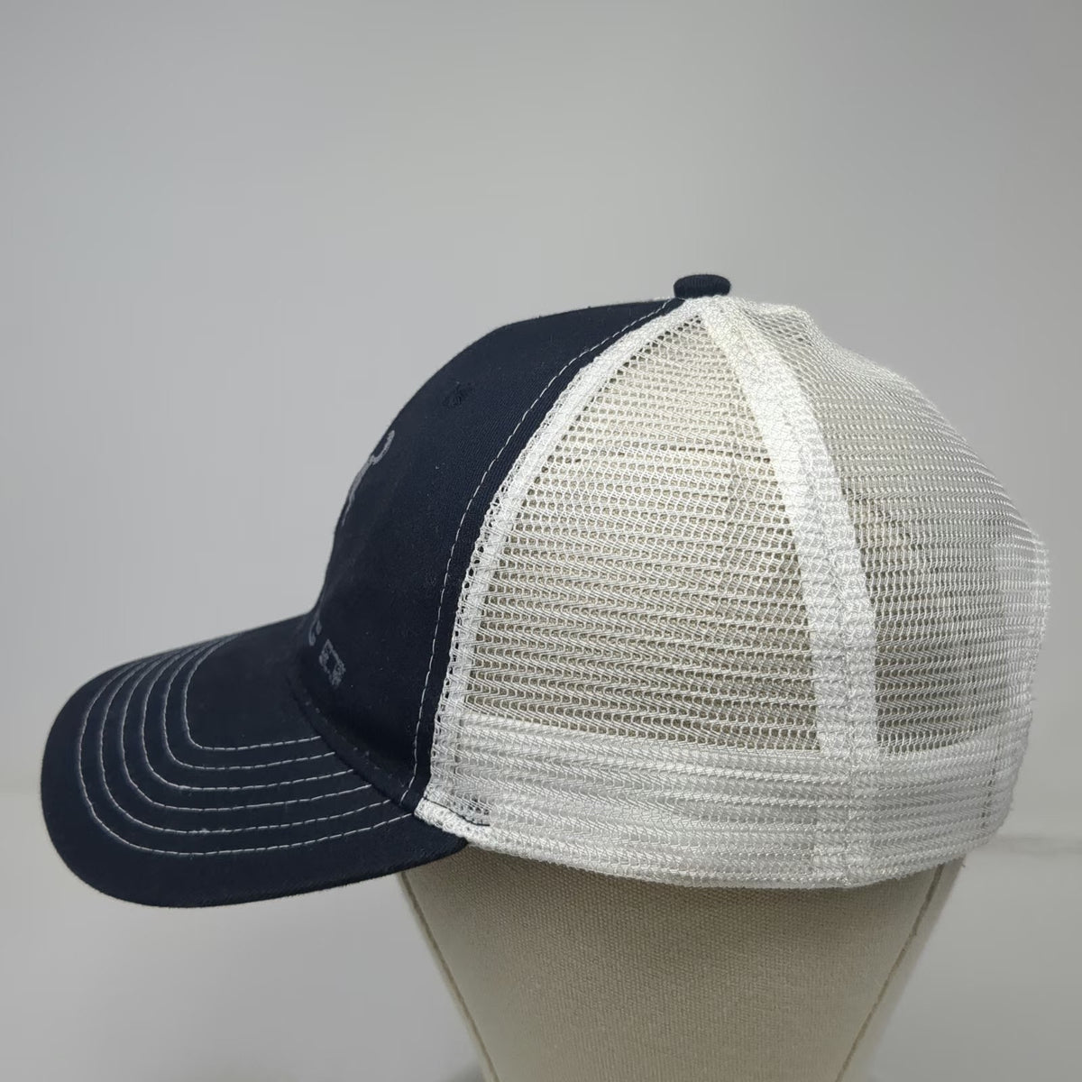 Quake City Caps Trucker Hat Blue One Size Bronco Horse Mesh Snapback Graphic