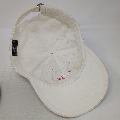 OC Sea Island Hat Baseball Cap White One Size Pink Script Embroidery Strap