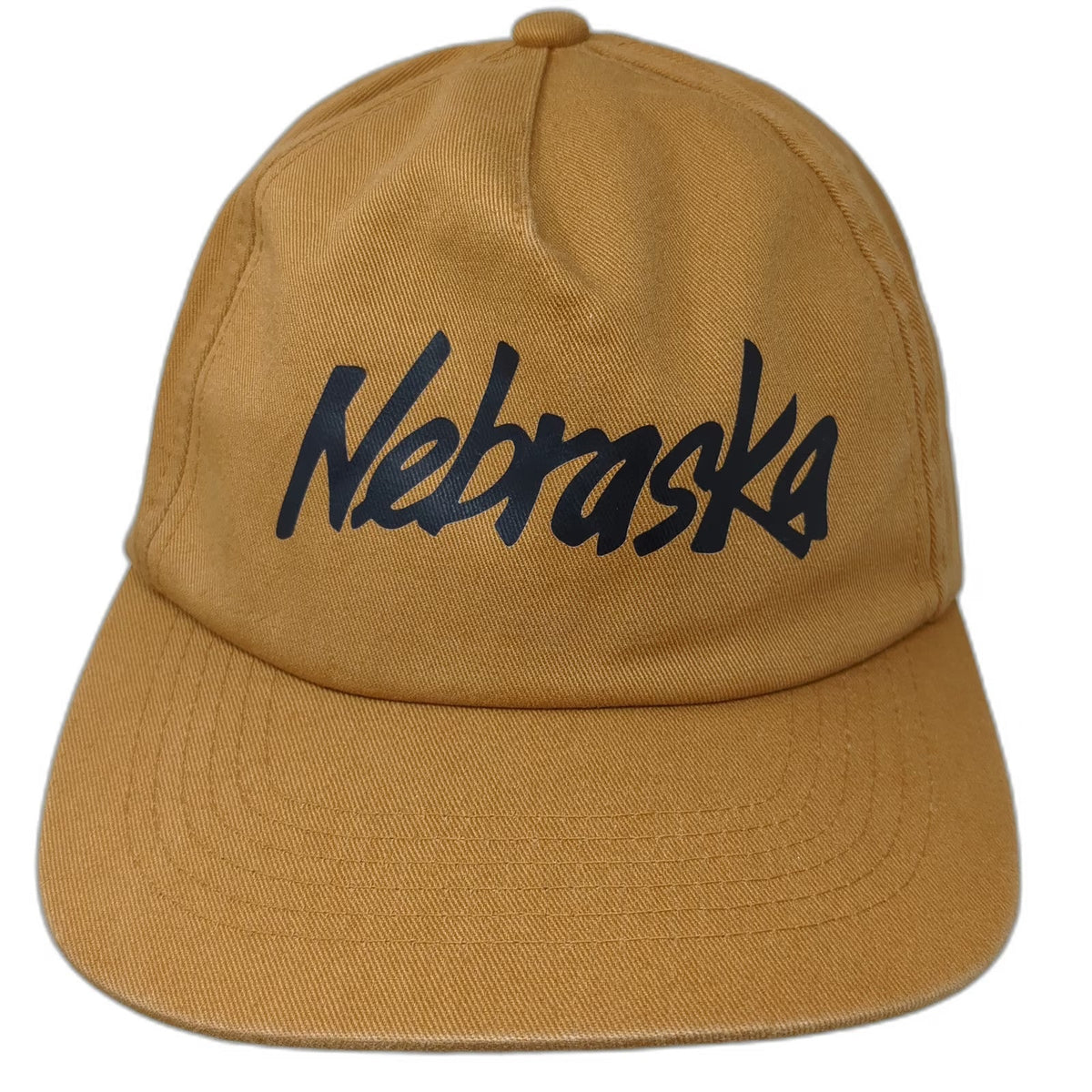 atonal Nebraska Script 5 Panel Brown One Size Snapback Adjustable Cotton Hat