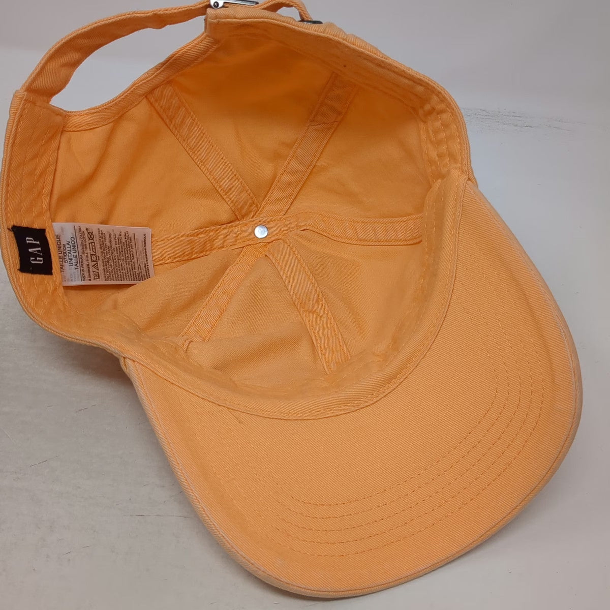 Gap Baseball Cap Orange One Size Adjustable Slideback Cotton Hat Solid Blank