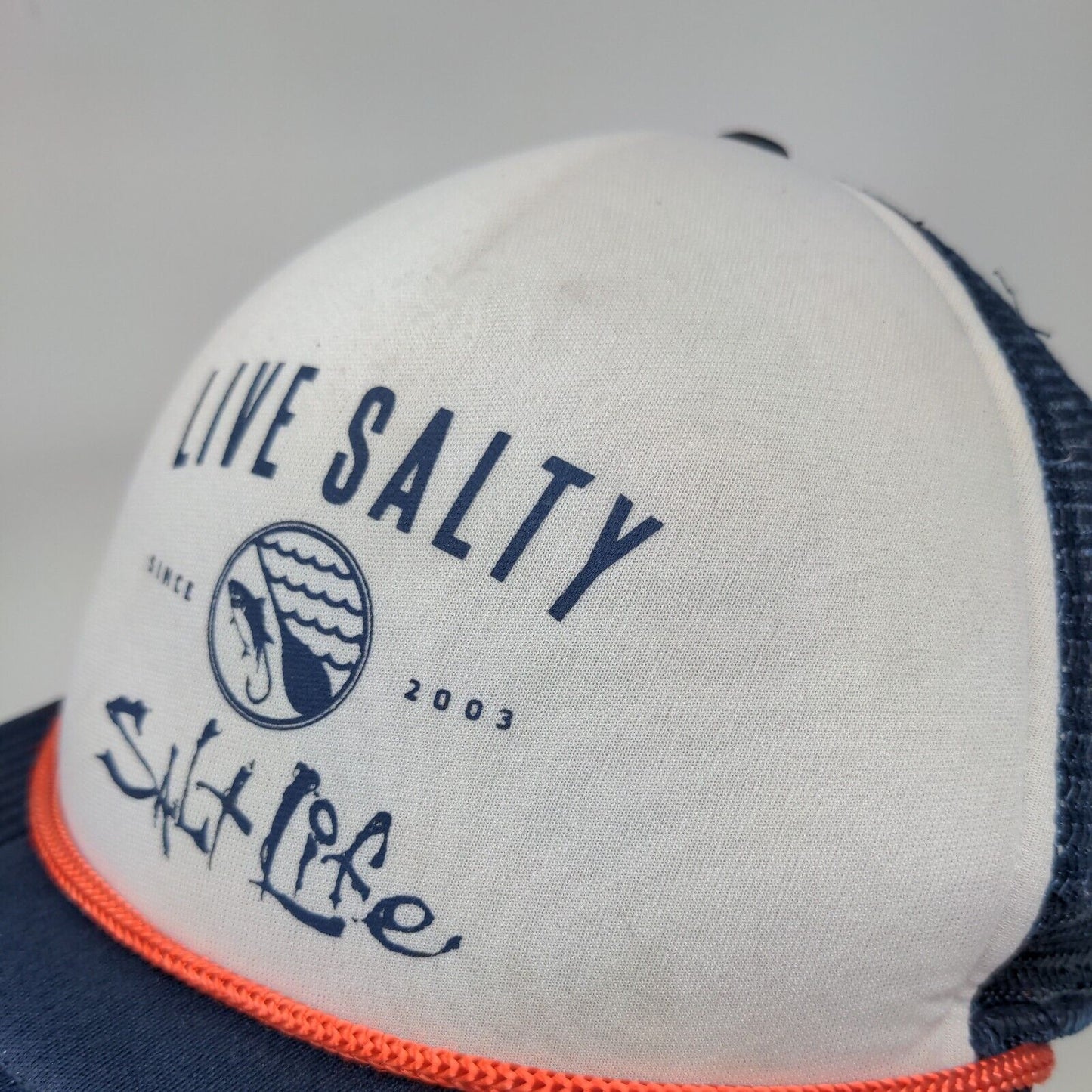 Salt Life Live Salty Snapback Mesh Back Rope Trucker Hat Blue OSFM Colorblock