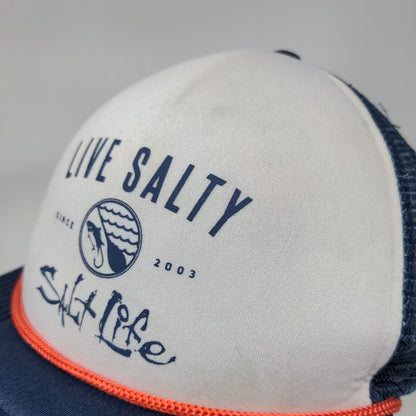 Salt Life Live Salty Snapback Mesh Back Rope Trucker Hat Blue OSFM Colorblock