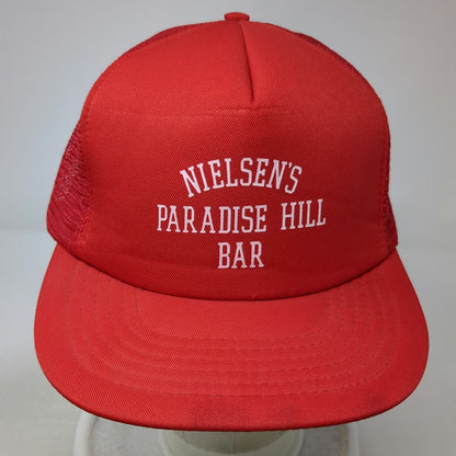 Topac Trucker Hat Red One Size Nielsens Paradise Hill Bar Mesh Snapback