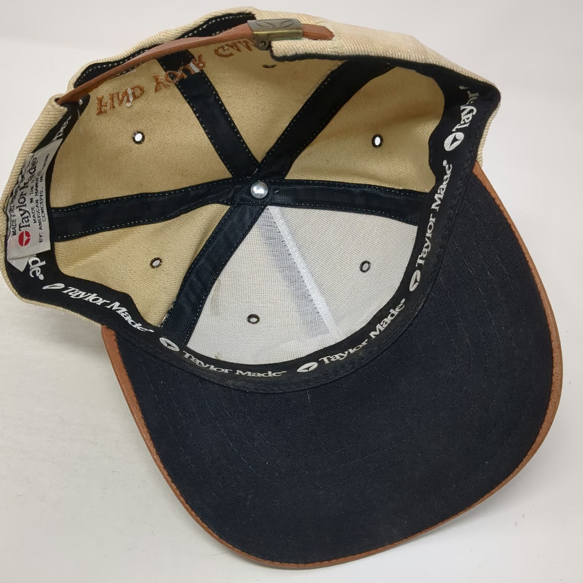 TaylorMade Baseball Cap Brown One Size Leather Strapback Golf Find Your Game Hat