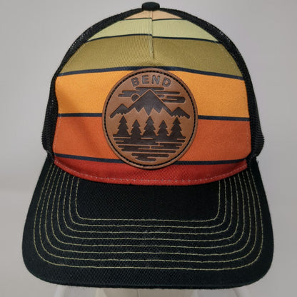 Little Bay Root Trucker Hat Black One Size Mountain Bend Patch Retro Stripes