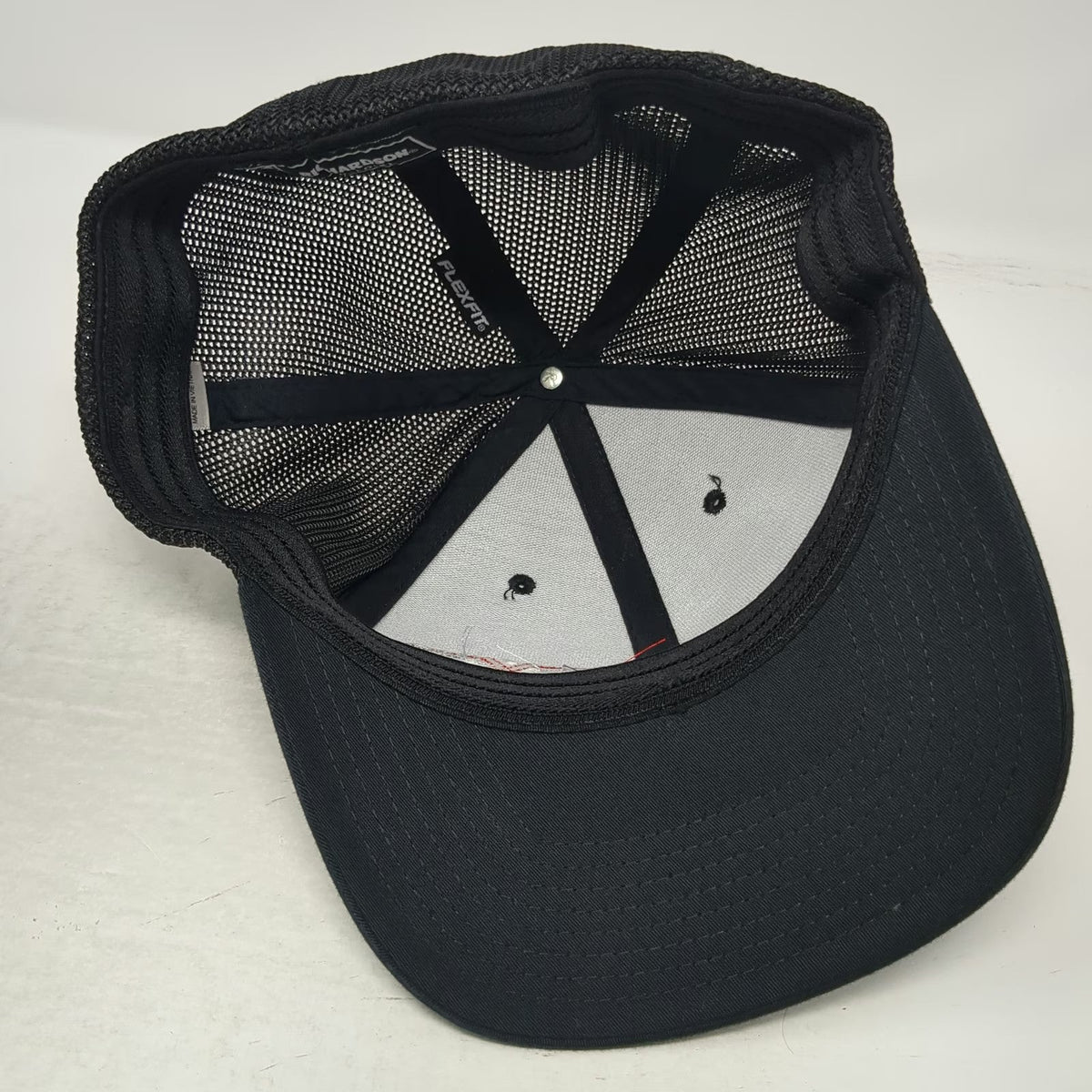 Richardson Baseball Cap Black XL Mesh Back Flexfit FXS Logo Embroidered Hat