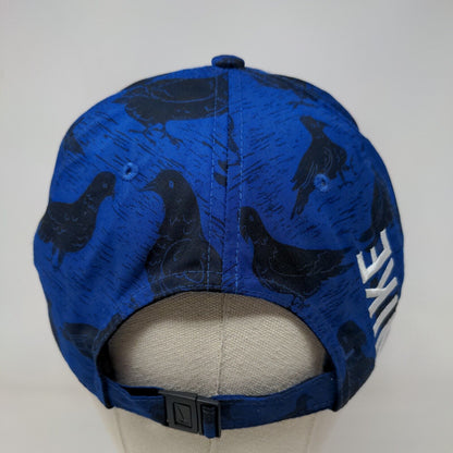 Nike Strapback Hat Blue OSFM Bird Print Embroidered Swoosh Classic99 Dri-Fit