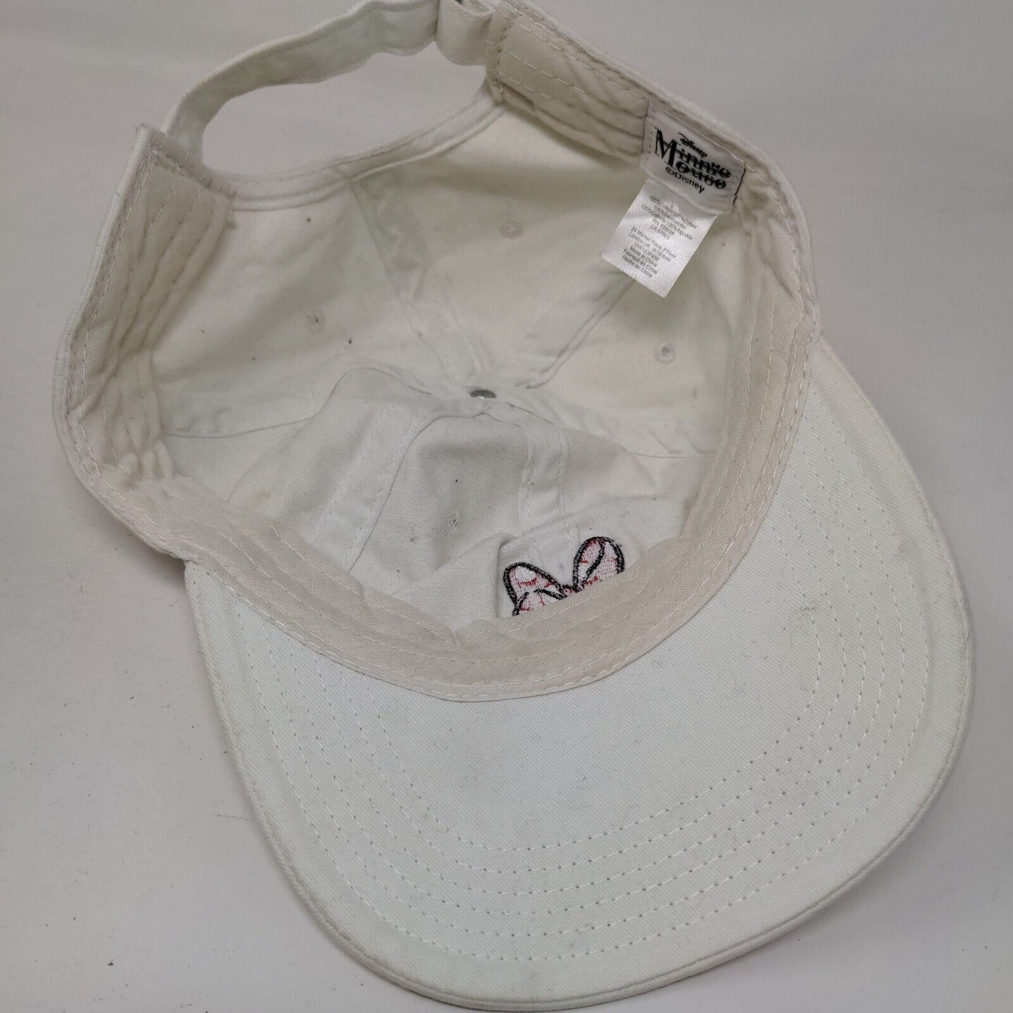 Minnie Mouse Slideback Hat White One Size Adjustable Embroidered Disney