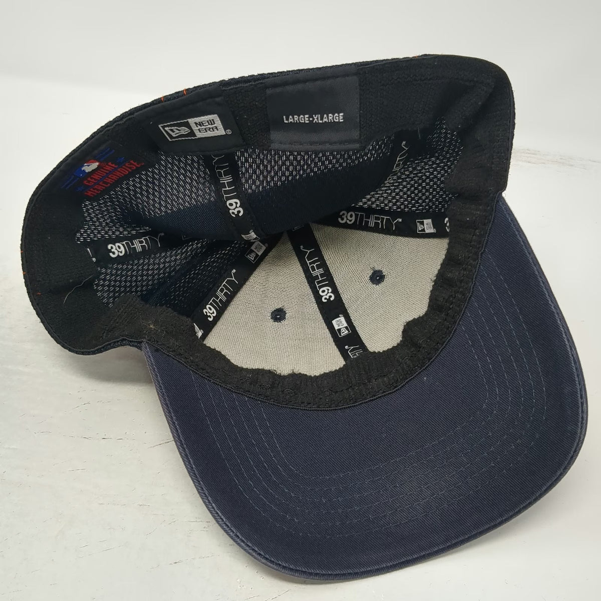 Detroit Tigers MLB New Era Baseball Cap Blue Orange White XL Mesh Back Stretch