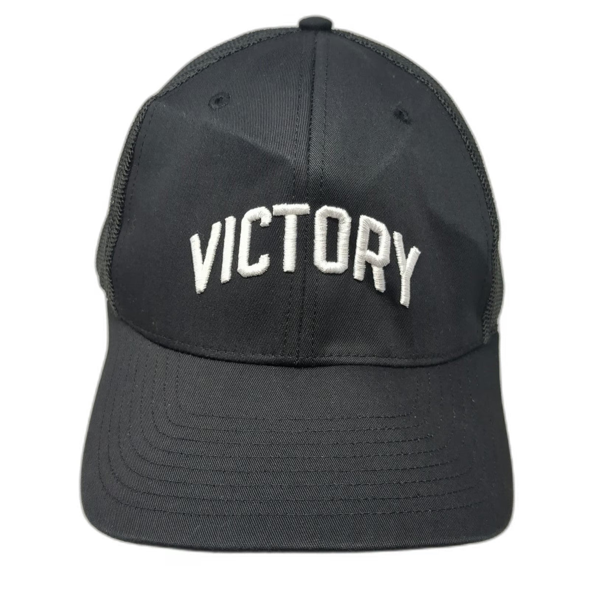 Richardson Trucker Hat Black One Size Victory Embroidered Mesh Back Snapback