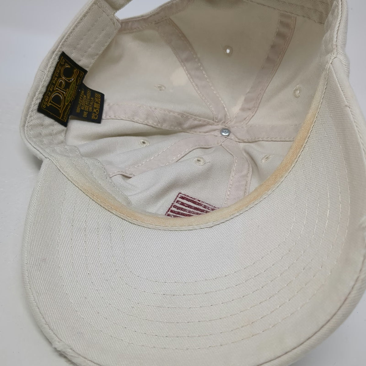 DPC Baseball Cap Beige One Size American Flag Distressed Patch Slideback Hat