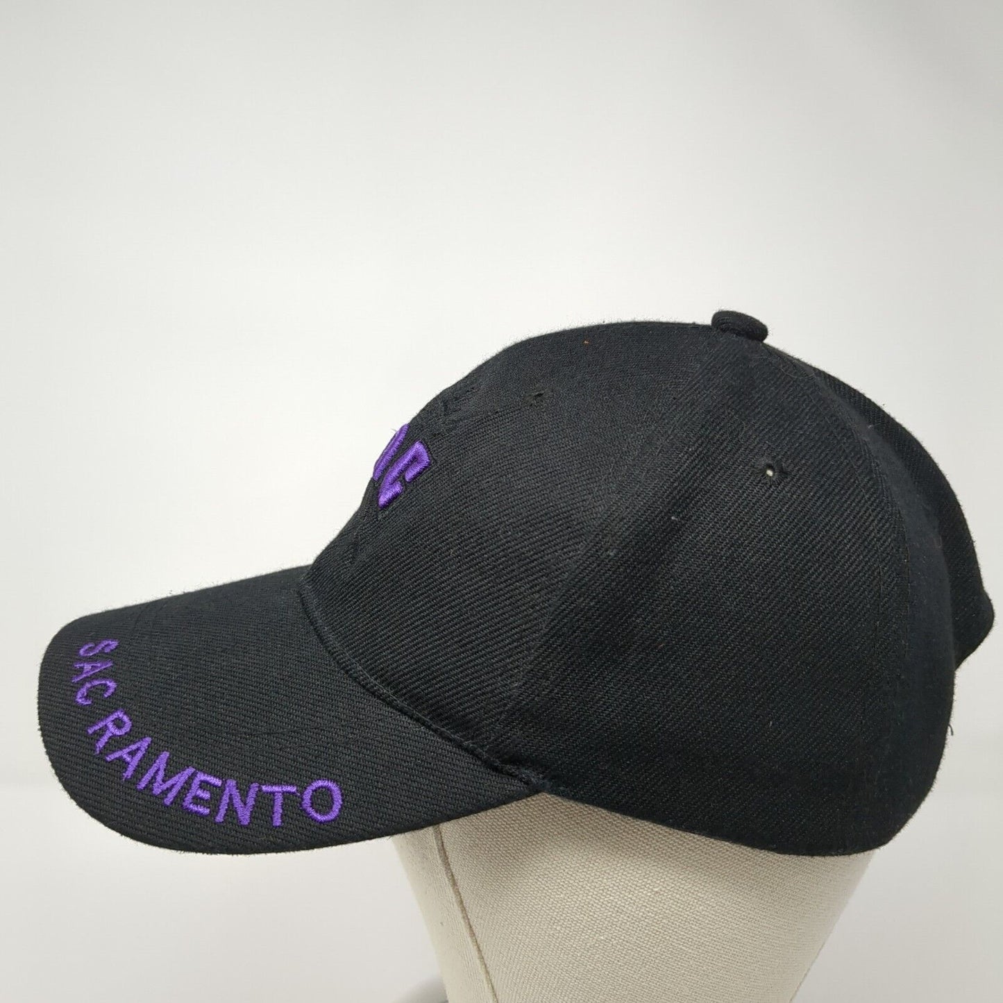 Sacramento Strapback Hat Black One Size Adjustable Embroidered Elite Headwear