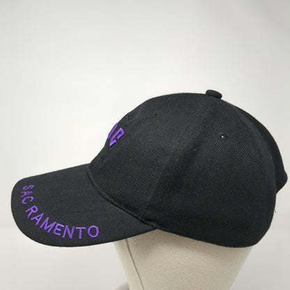 Sacramento Strapback Hat Black One Size Adjustable Embroidered Elite Headwear