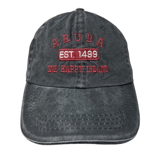 Aruba One Happy Island Est. 1499 Slideback Hat Gray One Size Embroidered 6 Panel