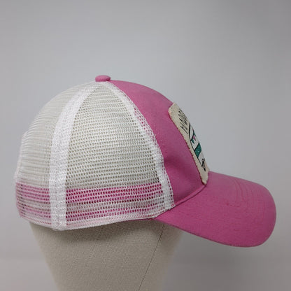 Happy Camper Snapback Trucker Hat Pink One Size Adjustable Mesh Back WB