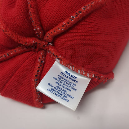 American Flag Beanie Hat Multicolor One Size Stretch Knitted Patriotic Pom Pom