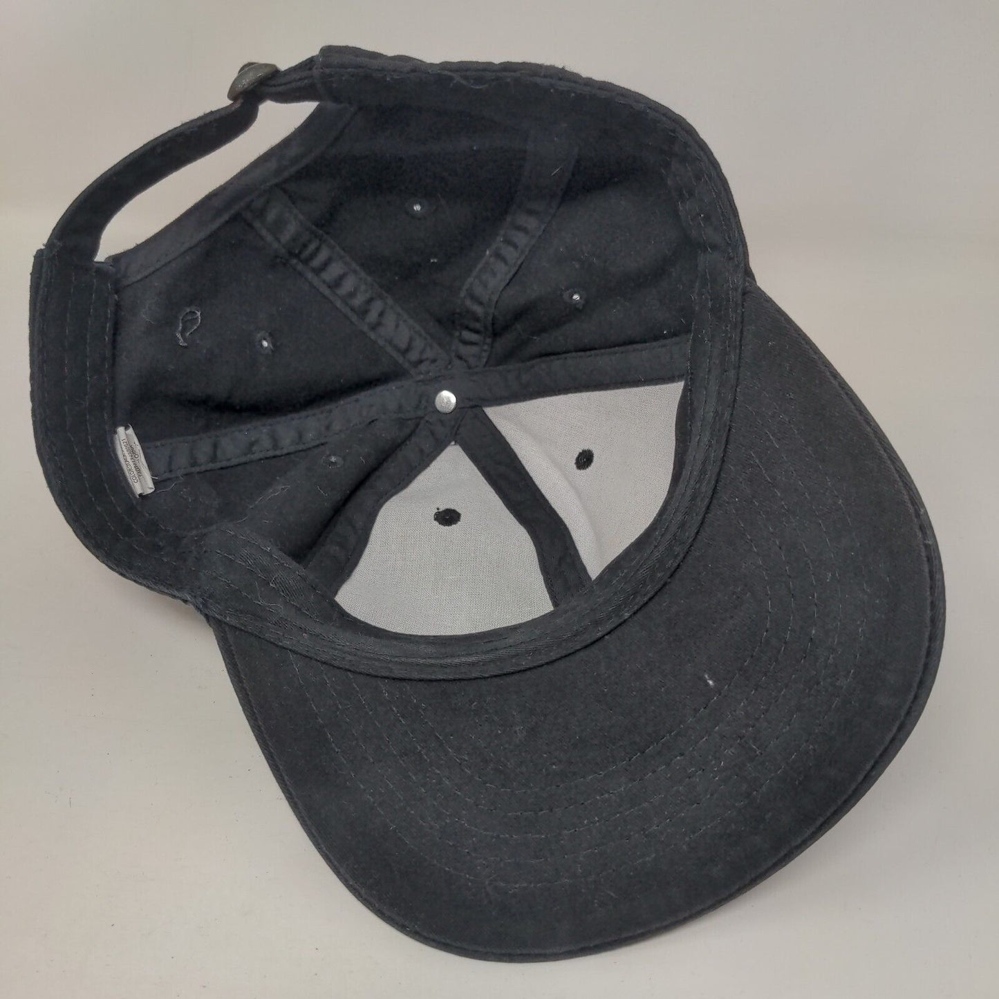 Unbranded Slideback Hat Black OSFM Adjustable Vented Holes 6 Panel Blank