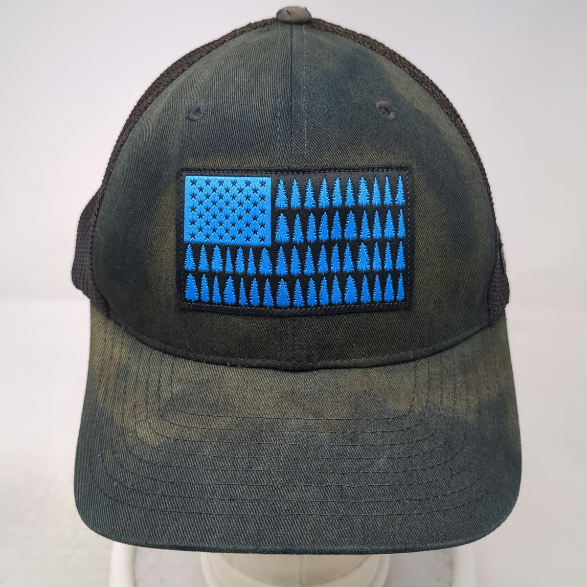Columbia Baseball Cap Black One Size Mesh Back Distressed Pine Tree Flag Hat