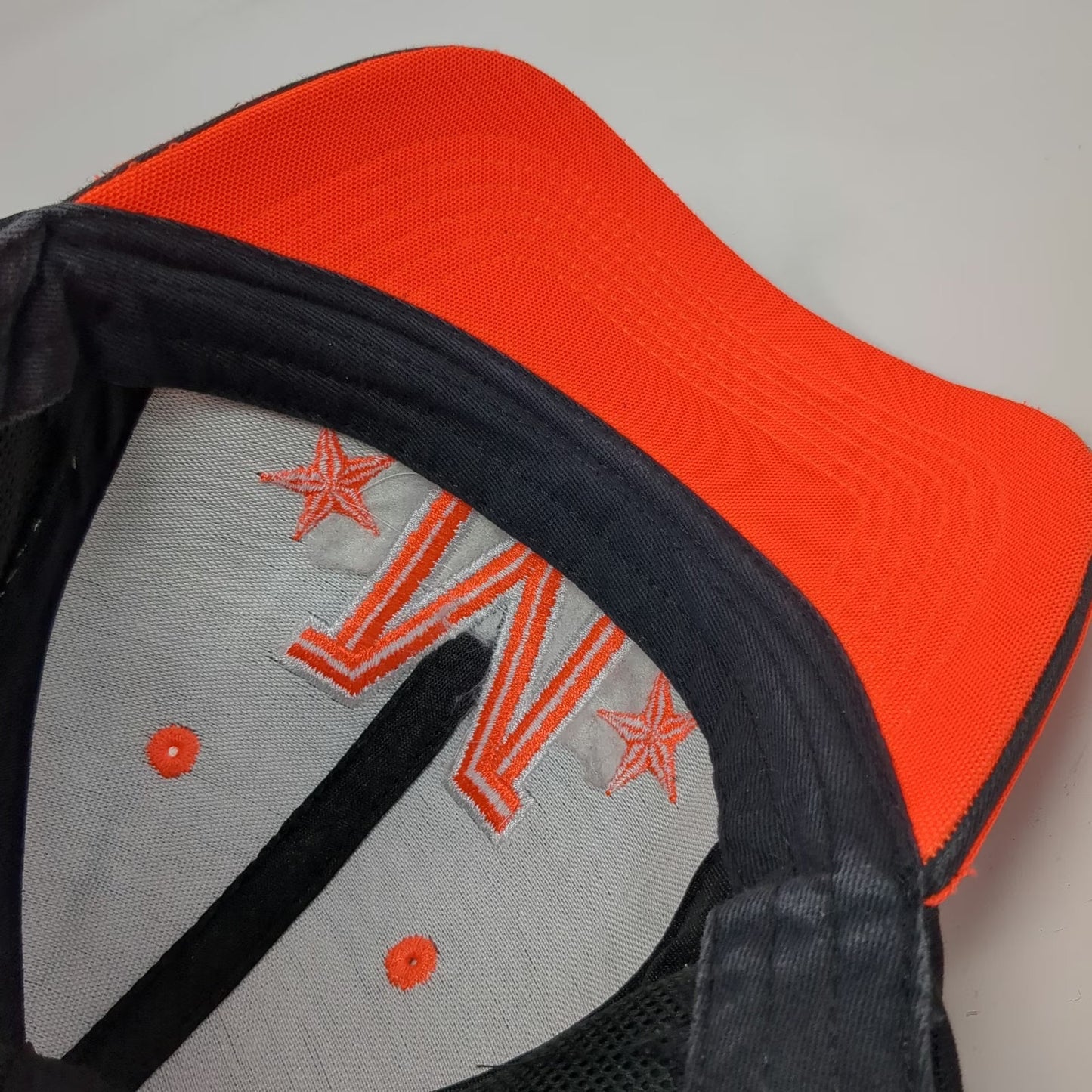 Marlboro Baseball Cap Black Orange S/M American Flag Performance Mesh Fitted Hat