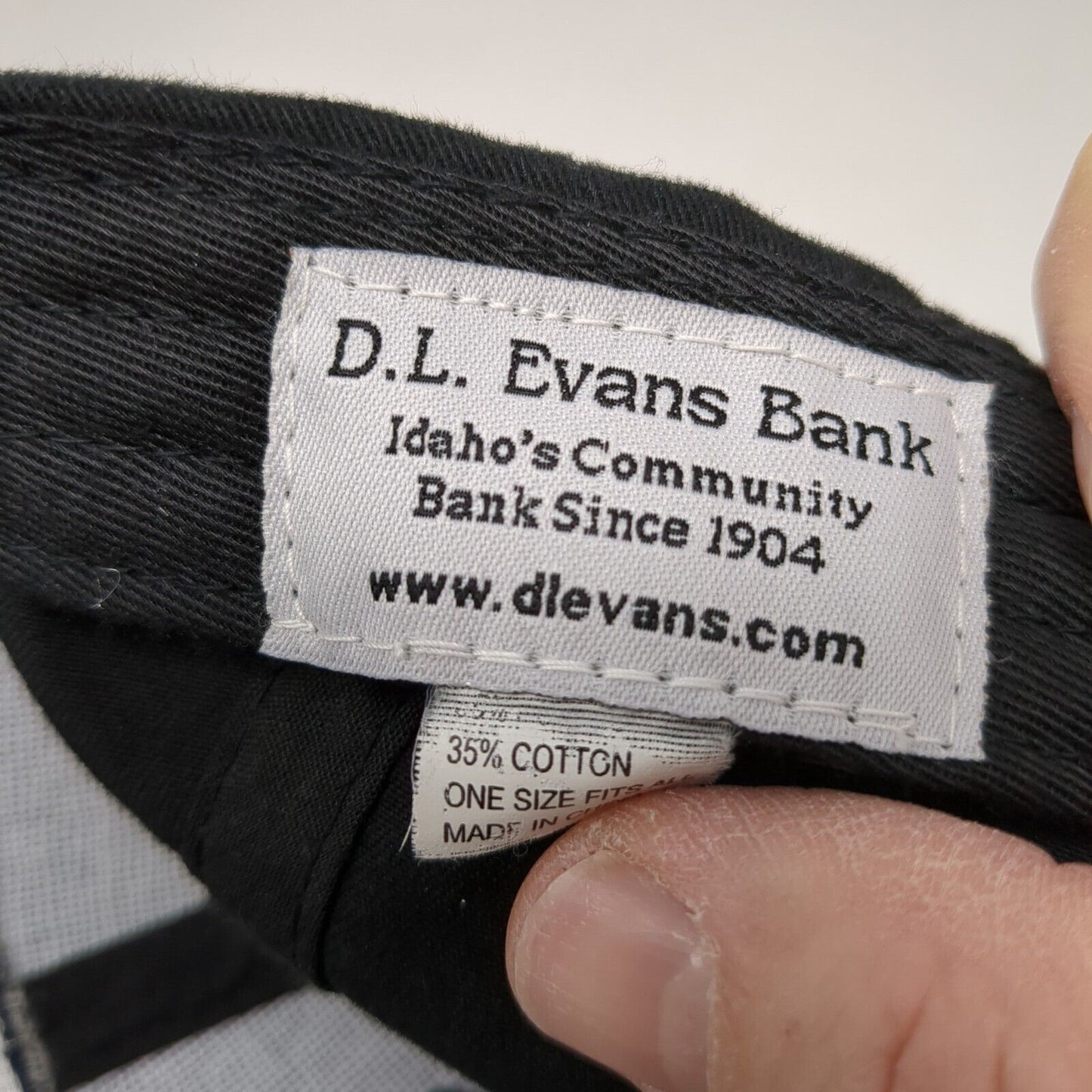 D.L. Evans Bank Strapback Hat Black OSFA Adjustable Embroidered 6 Panel