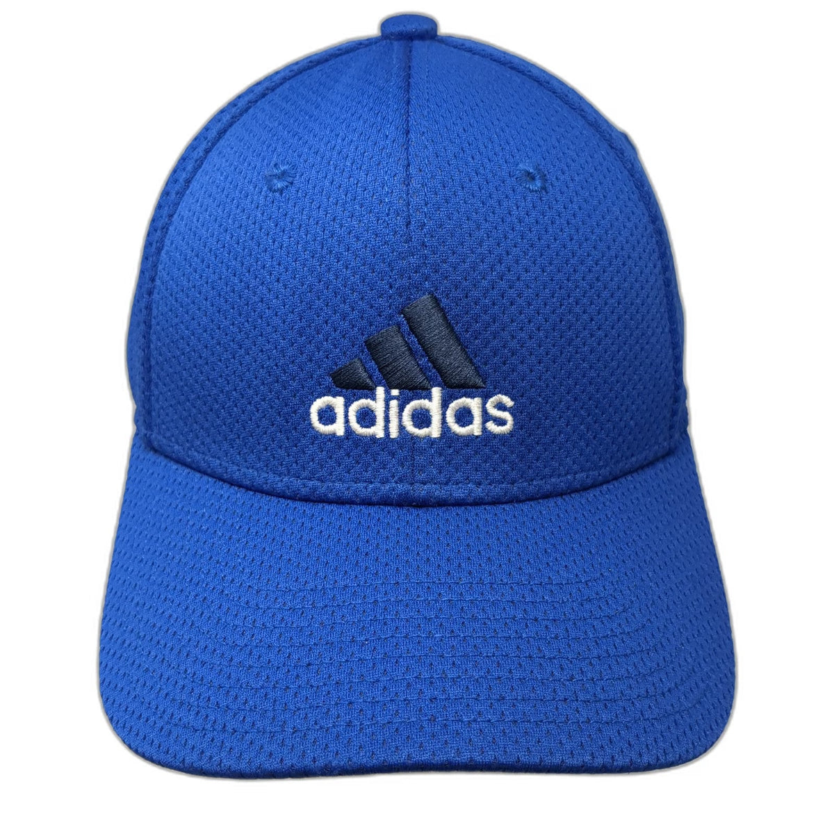 Adidas Baseball Cap Blue M Performance Mesh Logo A-Flex Stretch Fit Athletic Hat