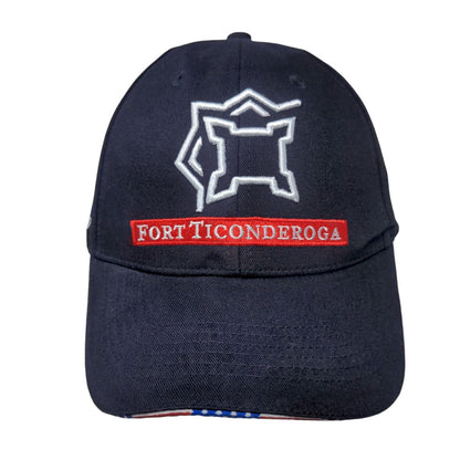 Fort Ticonderoga Strapback Hat Blue One Size American Flag Embroidered