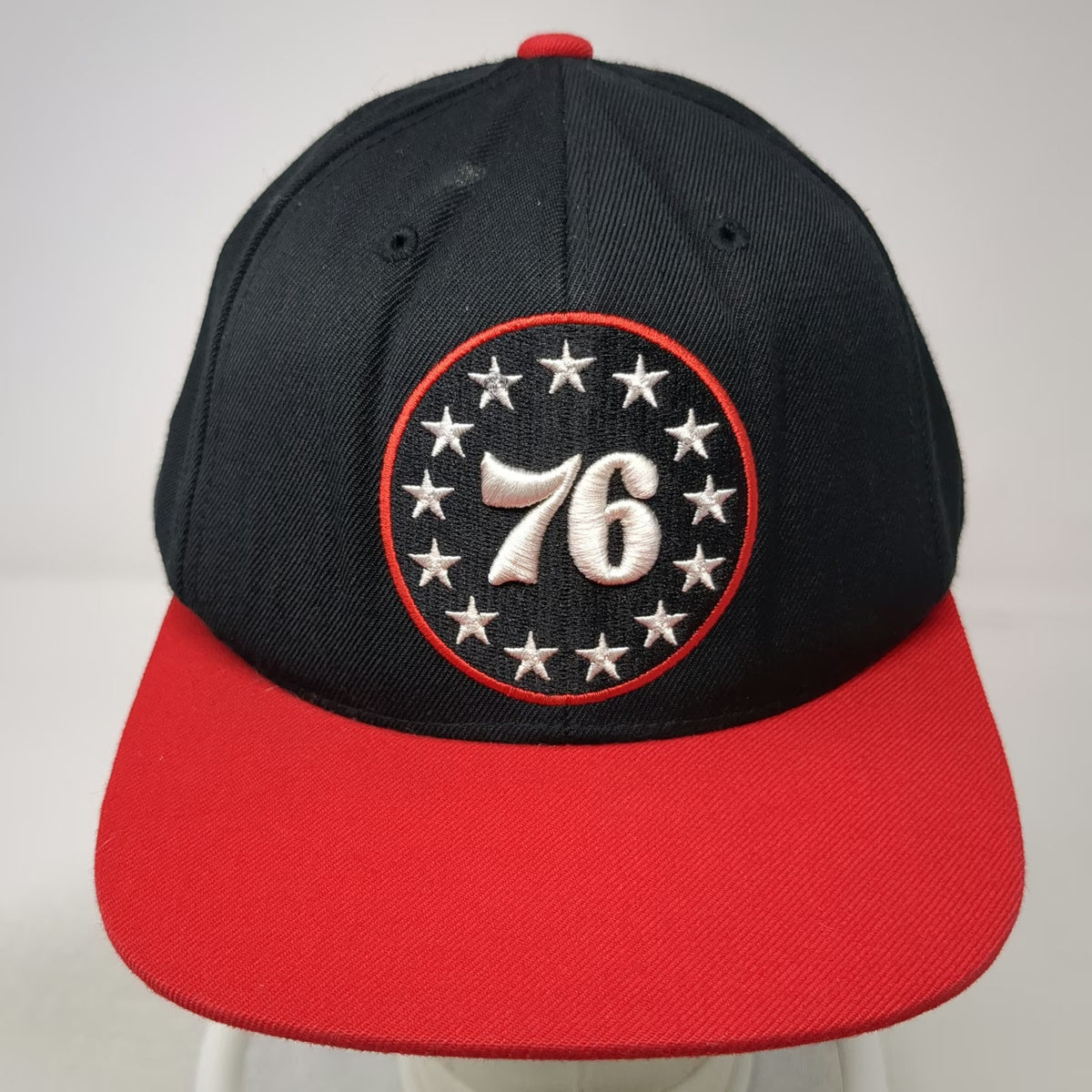 Mitchell & Ness Philadelphia 76ers NBA Snapback Hat Black Red One Size Flat Brim