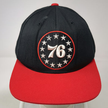 Mitchell & Ness Philadelphia 76ers NBA Snapback Hat Black Red One Size Flat Brim