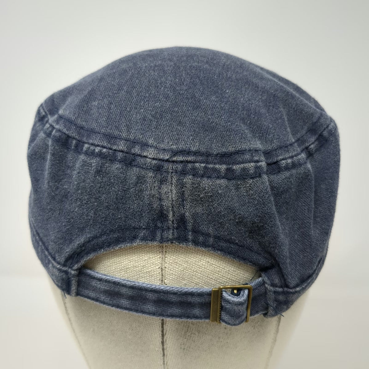 Army Cap Blue One Size Faded Denim Adjustable Slideback Military Style Cadet Hat