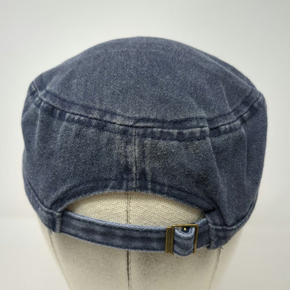 Army Cap Blue One Size Faded Denim Adjustable Slideback Military Style Cadet Hat