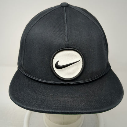 Nike 5 Panel Black Hat One Size Rope Golf Snapback Green Underbrim Patch Swoosh