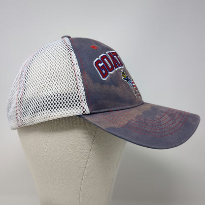 GOAT USA Trucker Hat Blue One Size Mesh Snapback American Flag Crown Logo Red