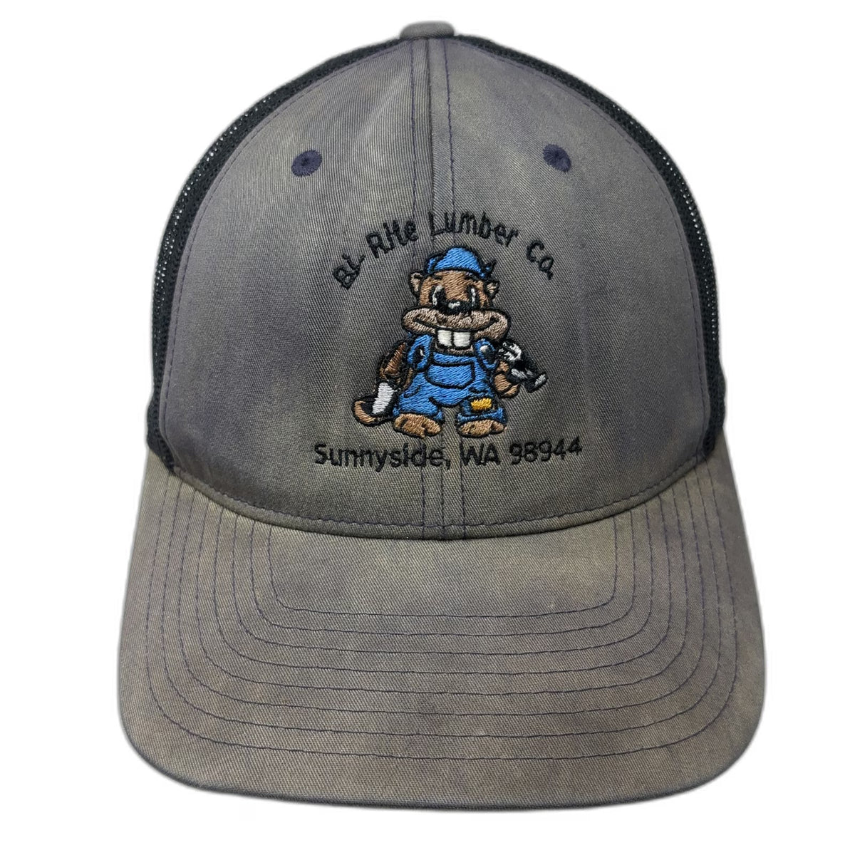 Sport-Tek Trucker Hat Blue One Size Bi-Rite Lumber Co Beaver Mesh Snapback