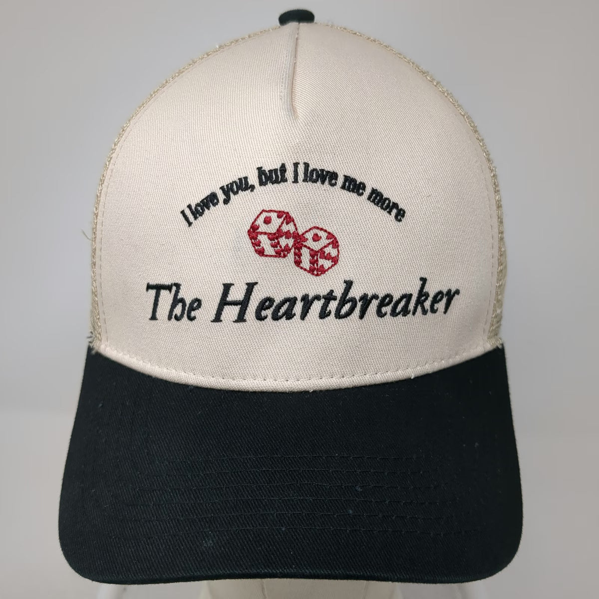 Almere Trucker Hat Beige One Size The Heartbreaker Dice Graphic Snapback Mesh