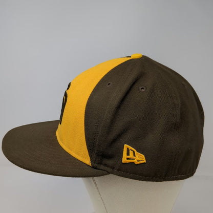New Era San Diego Padres MLB Baseball Cap Brown Yellow 7 3/4 Fitted 59FIFTY Hat