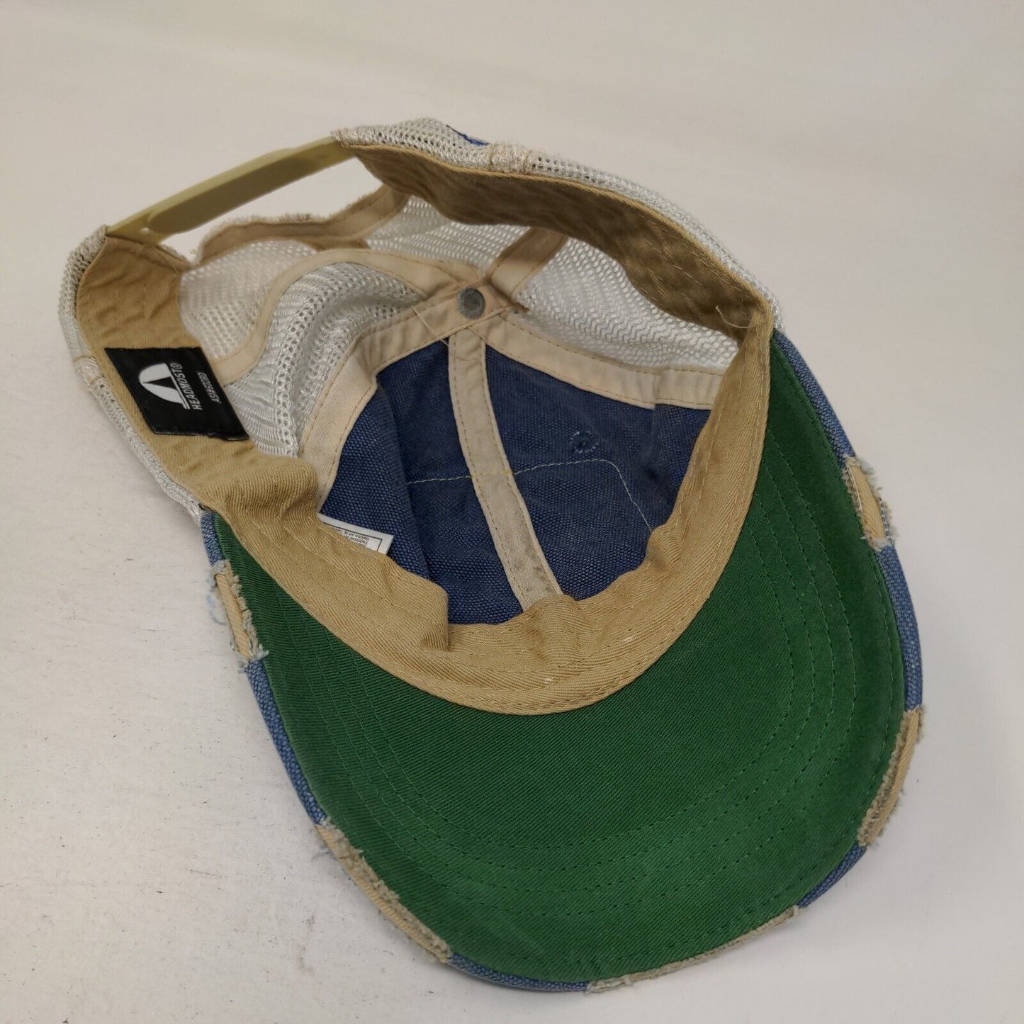 Judith March Patchwork Texas Trucker Hat Blue One Size Distressed Mesh Back