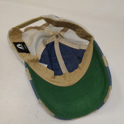 Judith March Patchwork Texas Trucker Hat Blue One Size Distressed Mesh Back
