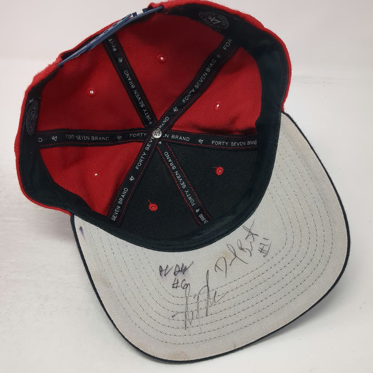 '47 Lakewood Blueclaw MiLB Red Snapback Hat One Size Autographed SAL Patch OSFM