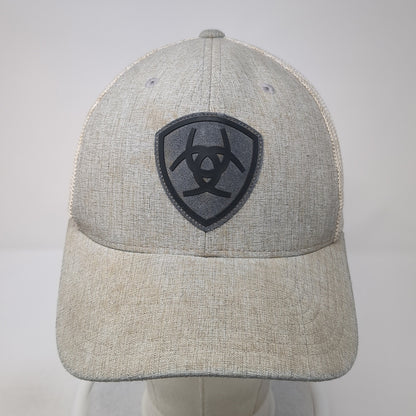 Ariat Logo Patch Snapback Trucker Hat Gray One Size Mesh Back Flexfit