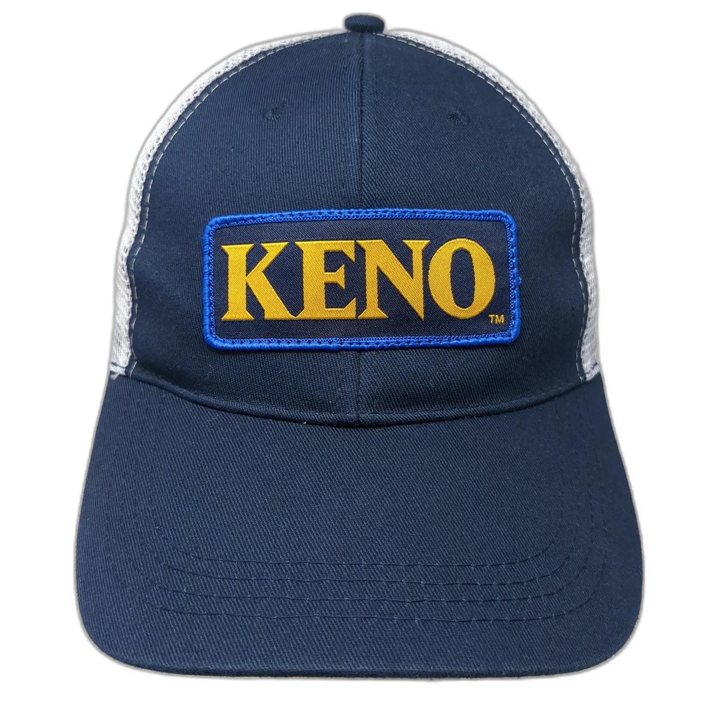 KENO Blue One Size Trucker Hat Mesh Back Snapback Embroidered Patch Gaming Logo