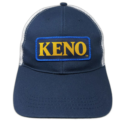 KENO Blue One Size Trucker Hat Mesh Back Snapback Embroidered Patch Gaming Logo