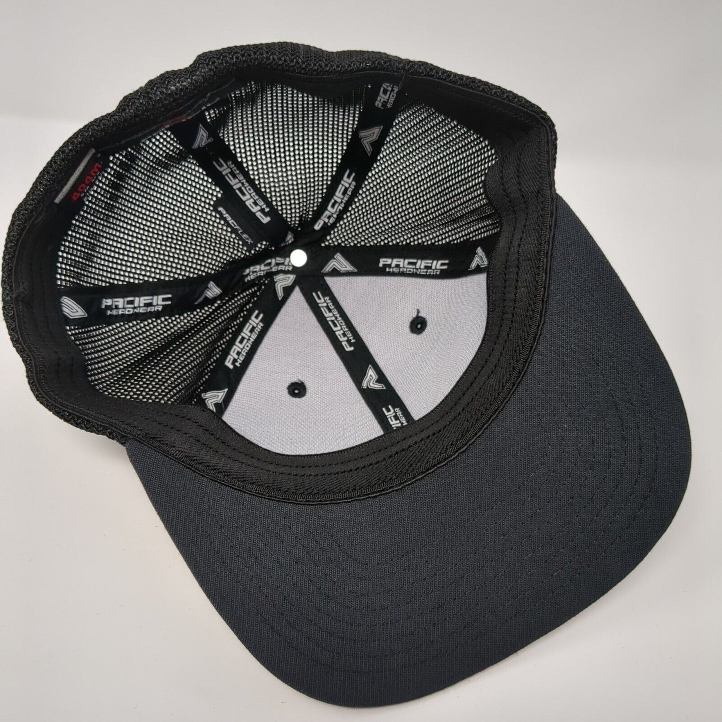KC Fitted Trucker Hat Black 6 7/8-7 3/8 Pacflex Mesh Back Pacific Headwear