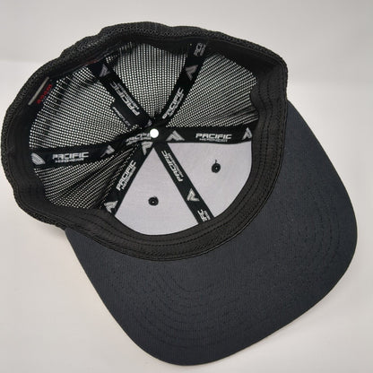 KC Fitted Trucker Hat Black 6 7/8-7 3/8 Pacflex Mesh Back Pacific Headwear