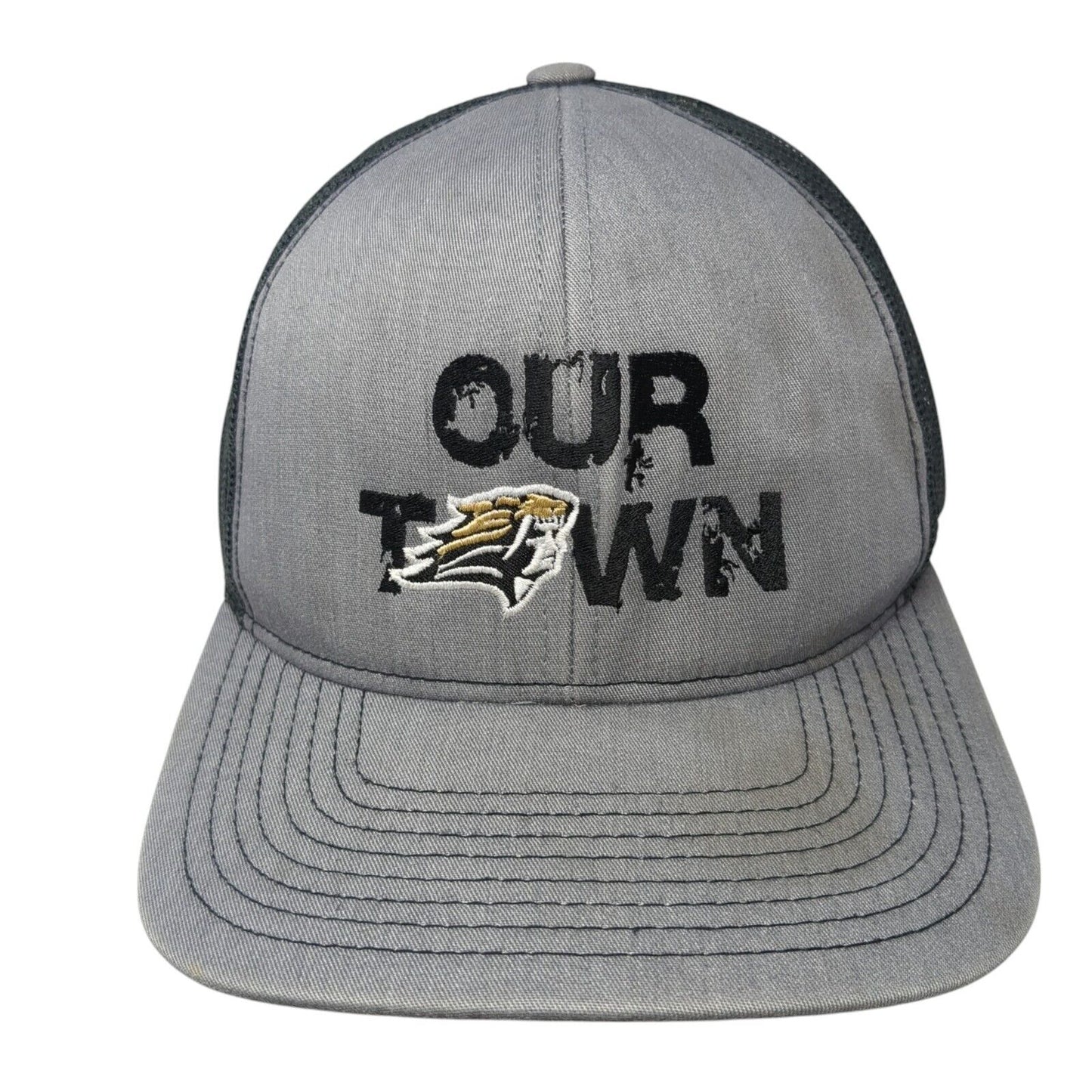 Our Town Snapback Trucker Hat Gray OS Adjustable Mesh Back Pacific Headwear