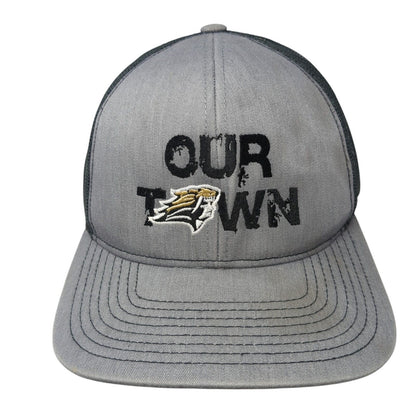 Our Town Snapback Trucker Hat Gray OS Adjustable Mesh Back Pacific Headwear
