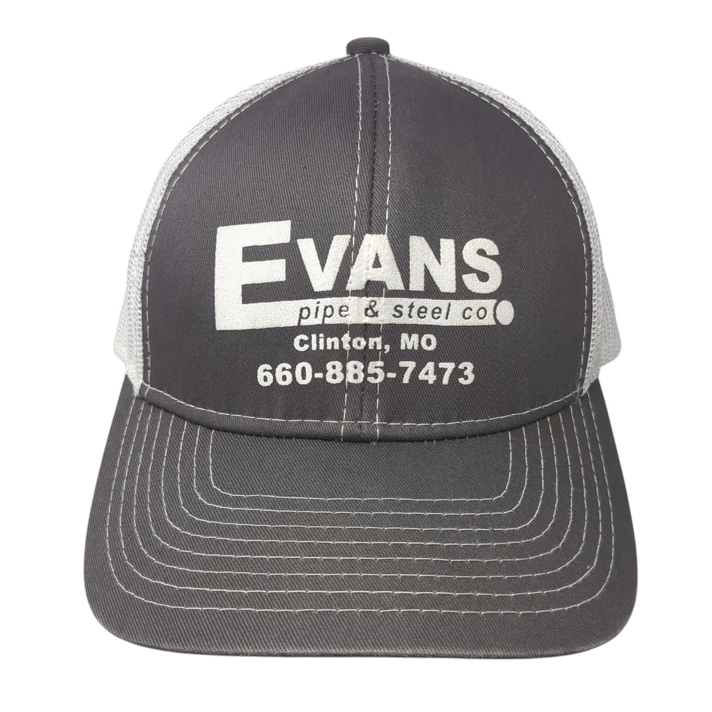 Evans Pipe & Steel Co Strapback Trucker Hat Gray One Size Mesh Back