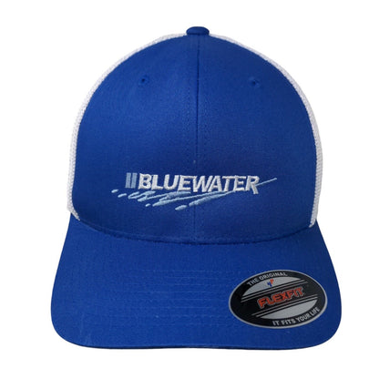 Bluewater Fitted Trucker Hat Blue One Size Mesh Flexfit Yupoong 6 Panel