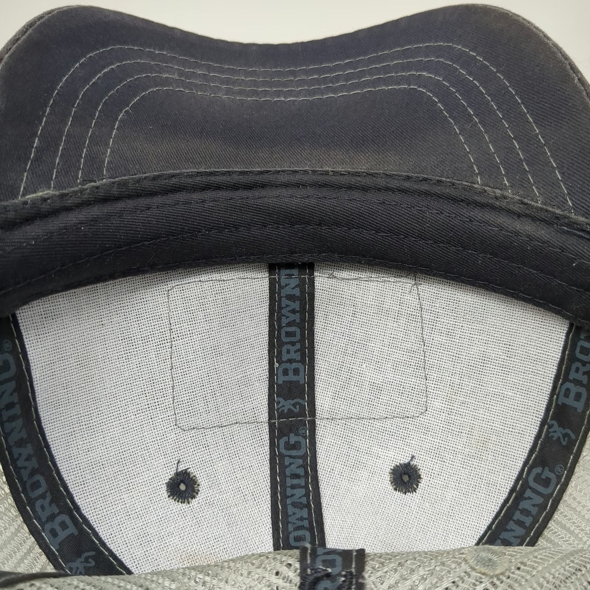 Browning Trucker Hat Gray One Size Mesh Back American Flag Buckmark Logo Patch